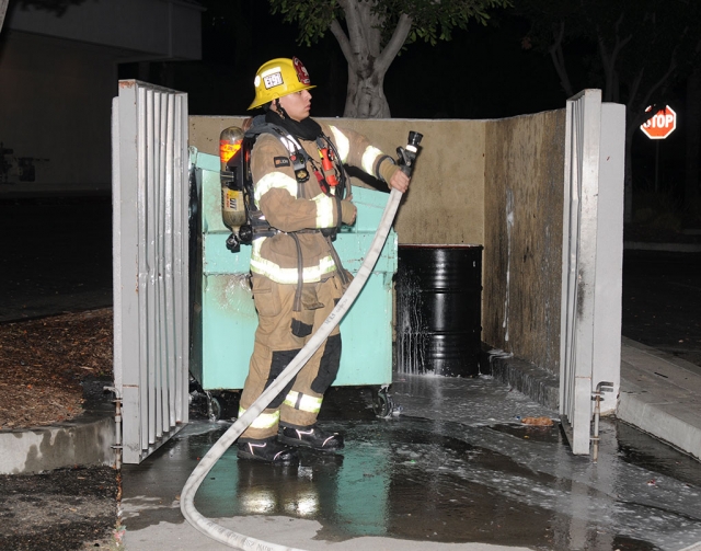 On Saturday, July 4th at the Vons Shopping Center, 600 block Ventura Street, crews responded to a dumpster fire near the Subway store. The flames were extinguished quickly; cause of the fire is under investigation.