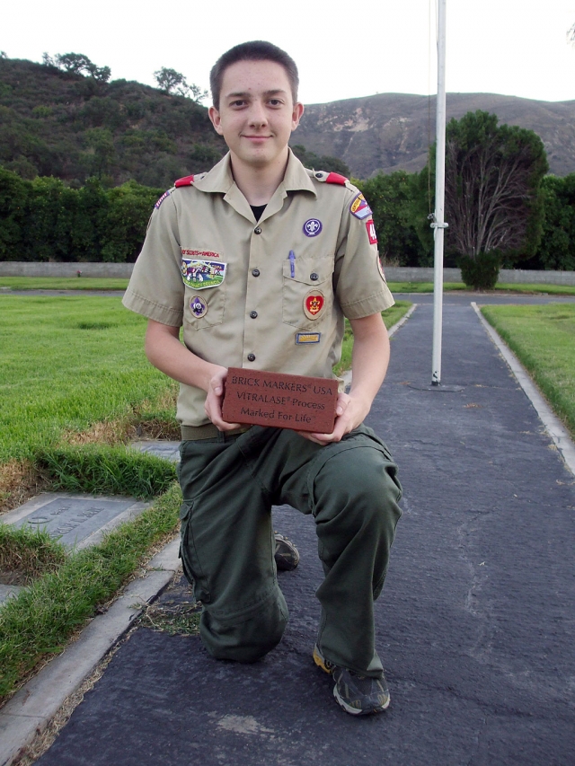 In an effort to earn the rank of Eagle, Sean Chandler, Troop 406, has begun work on his community service project of constructing a Walk of Honor at Bardsdale Cemetery. In order to cover the costs of this project, Sean is selling engraved bricks for $40.00 each. Each 4” x 8” brick can be inscribed with the name of a cherished serviceman or woman and can also include the individual’s service emblem.