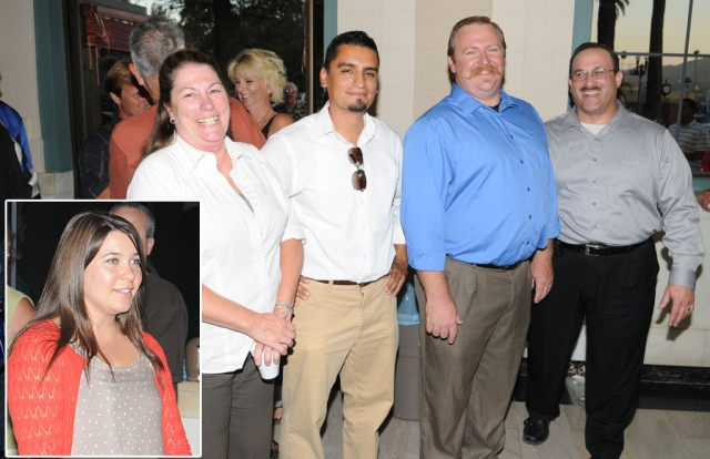 An enthusiastic crowd of Fillmore voters gathered to meet some of November’s candidates for public office Monday evening. Candidates: Top, from left, Nancy Meyer, candidate for Fillmore City Clerk. City Council candidates: Manuel “Manny” Minjares, Rick Neal, and Douglas Tucker. Bottom left (inset): Shannon Godfrey, candidate for Fillmore City Treasurer. City Councilmen and former Mayors Steve Conaway and Roger Campbell introduced the candidates to a large group of supporters.