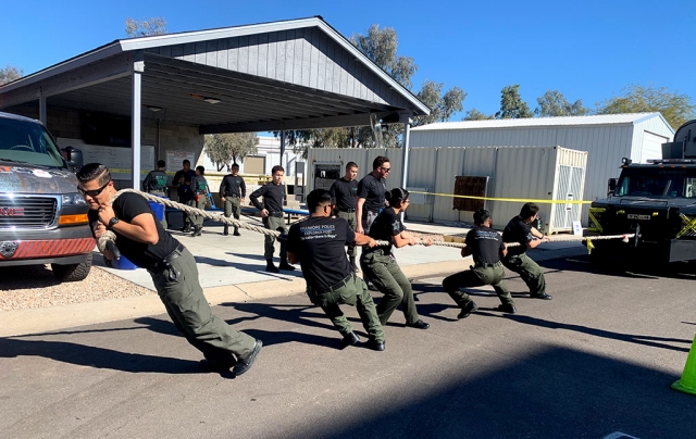 Pictured is the Fillmore Police Explorer post during their participation in the Bearcat Pull at the Chandler Arizona Police Department Tactical Explorer Competition. Fillmore finished 3rd in two competitions, the Explorer Bungee Pull and the Explorer Advisor Range. Photos courtesy Ventura County Sheriff Department.