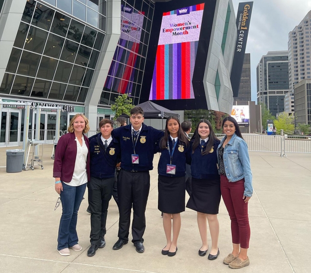 Fillmore High FFA students attended the CA FFA State Leadership Conference for three days last week, learning firsthand from other FFA members, explored the Career Expo, congratulated state winners in all LDEs, and learned of the final 12 State FFA candidates. The students also took a stroll around the Sacramento State Capital, and enjoyed listening to guest speaker Dr. Brown as he discussed leadership within ourselves and met the State FFA Officer Candidates. Courtesy Fillmore High Flashes Blog.