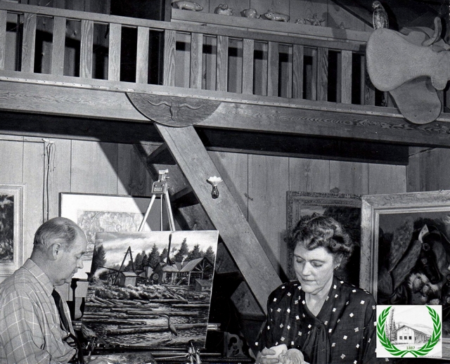 Lawrence and Mildred Hinckley in the Artists' Barn, who when they moved into the Barn, learned that rats had also lied there as well. Photos courtesy Fillmore Historical Museum.