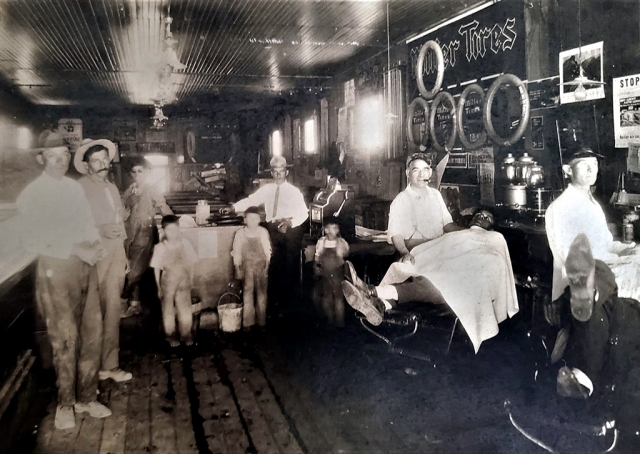 Belty’s Pool Hall and Barbershop, owned by R.O. Betly who in 1930 claimed to be the oldest business in Piru. Belty’s had three pool tables, two barbershops and sold candy, cigars, hair tonics, etc. Photos credit Fillmore Historical Museum.