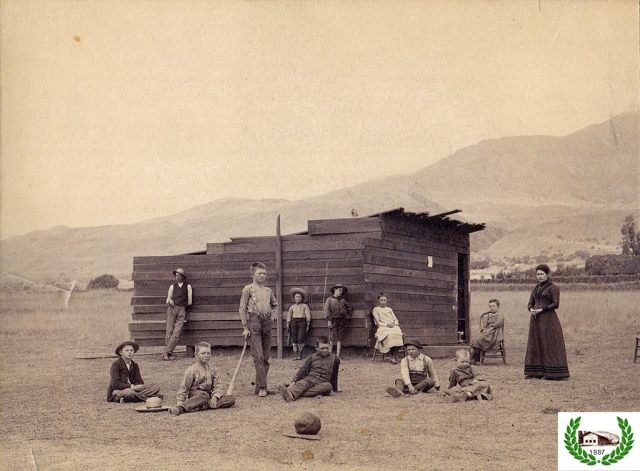 The Cactus Patch School, circa 1879. As best as can be determined, this school was near the Candelaria Lane cul-de-sac, close to the river. Photos courtesy Fillmore History Museum.
