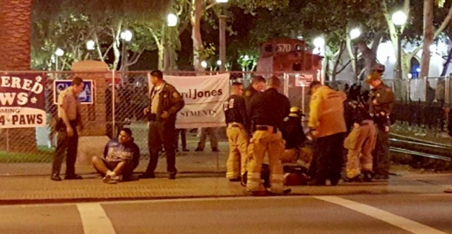 A fight broke out at approximately 10:30 Saturday night at the May Festival Beer Garden, Central and Santa Clara. Seven people were arrested, four non-serious injuries were reported. No weapons or gangs were involved.