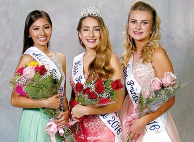 1st Teen Princess Adanari Rosales, Miss Teen Fillmore Grace Garnica, 2nd Teen Princess Alexis VanWhy.