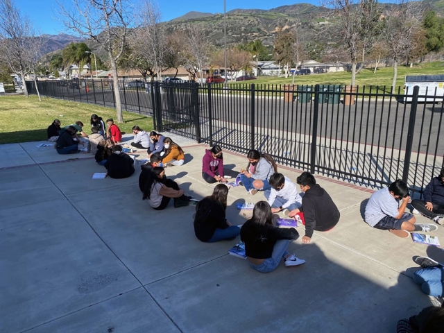 Above is an outdoor “evaporation” lab by a sixth-grade science class at Fillmore Middle School. Photos courtesy FMS Blog https://www.blog.fillmoreusd.org/