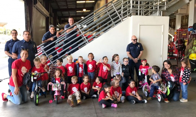 On Tuesday, November 17th Sonshine Preschool took a special field trip to the Fillmore Fire Station to drop off the pennies they have saved to donate to help the Fire Department purchase toys the Annual Toy Drive. Pictured above are the students and teachers with members of the Fillmore Fire Department.