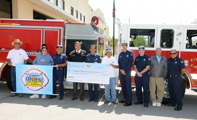 The Fillmore Fire Department presented a check for $510 to the Firefighters Quest for Burn Survivor, Thursday May 9, 2013.