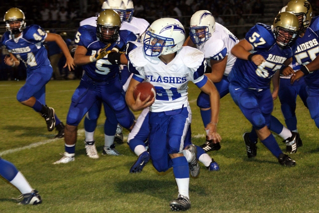 On offense above Nick Paz (#21) had 17 carries for 71 yards and 3 catches for 77 yards. Paz also had one interception. Also Johnny Golson had a 9 yard touch down catch. Fillmore lost to Channel Islands 26-15. All Football photographs by Crystal Gurrola.