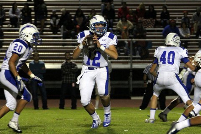 Above, Carson McLain #12 looks to pass the ball. Fillmore played Carpinteria last Friday night. The Flashes lost 0-27. Andrey Sanchez rushed against Carpinteria for 110 yards. According to Coach Matt Dollar, “We did not play well at all, three fumbles and three interceptions. I have never known a team to win a game with six turnovers. We need a good week’s worth of practice next week to get ready for our league opener against Grace.”