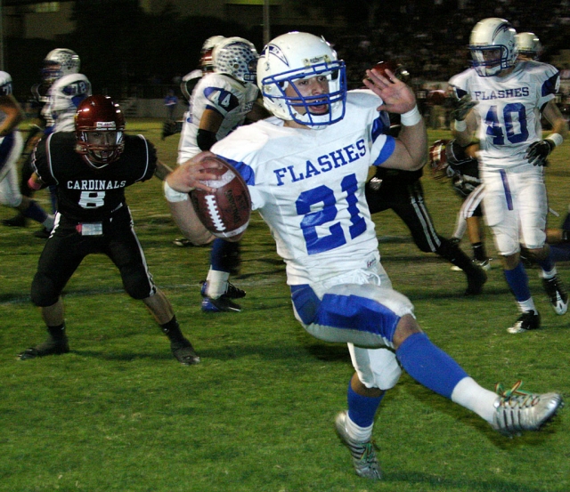 Nick Paz #21 had 20 carries for 90 yards and two rushing touchdowns. Paz also intercepted the ball in the last seconds of the game to clinch the win for Fillmore.