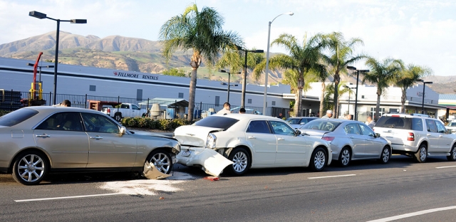 A 4-car accident took place on Thursday, March 19th at 6 p.m. on Highway 126 at B Street. All four vehicles were damaged. No injuries were reported.