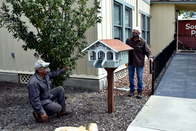 This past weekend Ramon Garcia and Jack Stethem finished installing Fillmore’s newest Little Free Library just outside the Fillmore Historical Museum. Photos courtesy Fillmore Historical Museum.