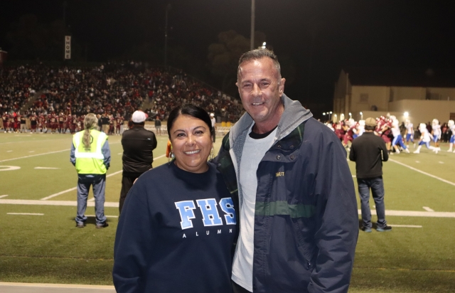Pictured right is Fillmore Unified School District Superintendent Chrissy Schieferle and Santa Paula Unified School District Superintendent Jeff Weinstein at the Fillmore/Santa Paula rivalry game on Friday, September 29th, 2023. Fillmore Unified School District Superintendent Christine Schieferle said, “Congratulations Flashes! Your 37-35 victory over Santa Paula was one of the most exciting games in the 113 year history of the Fillmore/Santa Paula rivalry. The Leather Helmet trophy stays in Fillmore! 3 years in a row! Go Flashes!”