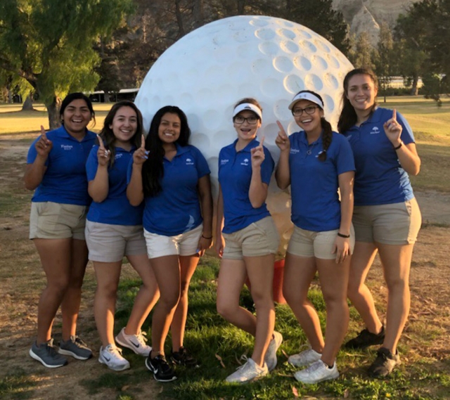 Pictured is the Fillmore Flashes Girls Golf Team, which claimed the title of Citrus Coast League Championship on Tuesday, October 16th. Pictured (l-r) are Destiny Menjuga, Brianna Jimeniz, Daisy Santa Rosa, Alyssa Ibarra, Sami Ibarra, April Lizarraga. Not pictured are Coach Dave MacDonald and Bob Hammond.