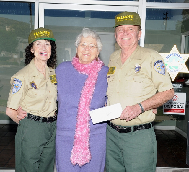 On Monday, February 25, the Fillmore Citizens Patrol presented Raelene Chaney (Grad Nite Live) with a donation of $1000 to help fund the Grad Nite Live Cruise.