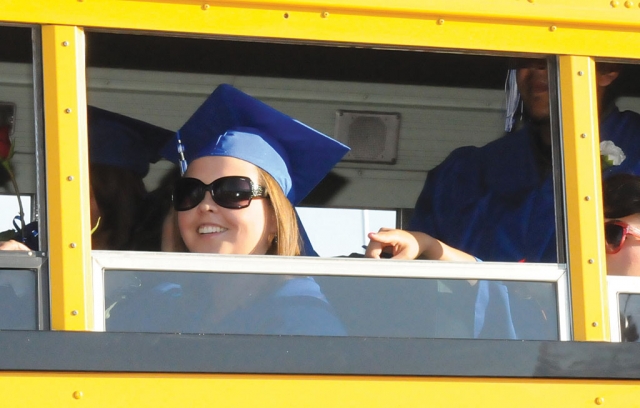 Ashley Jackson on her last bus ride at Fillmore High School.