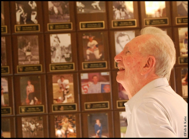 Don “Spider” Hughes, Class of 1952, admires the F.H.S. Hall of Fame. Hughes was inducted this year, along with many others. [Hall of Fame photo’s courtesy of Katie Boynton and Robert Fisher]
