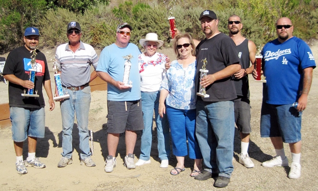 Pictured (l-r) first place winners, Andrew Vaiz and Doug Harback, third place Stacy Gunter, presenters Betty Bishop and Helen Smith, Jeff Stevenson (third place), second place Tory Cabral and Gene Cabral.