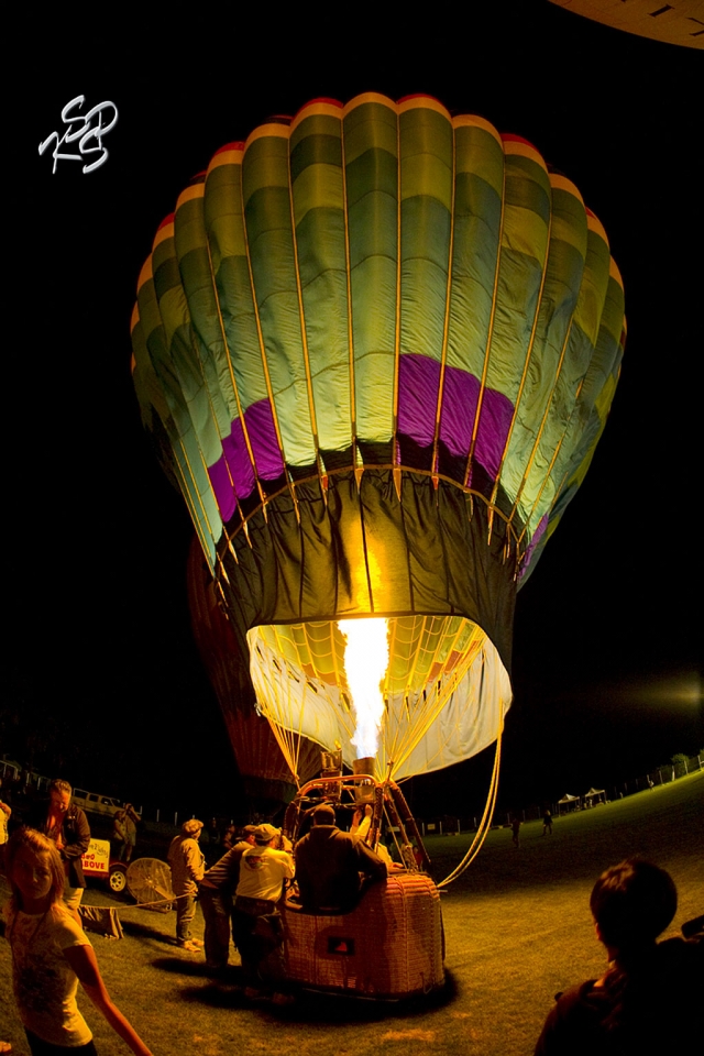 The balloons never flew without being cabled to the ground due to the weather. Photo by Charles Morris, KSSP Photographic Studios.