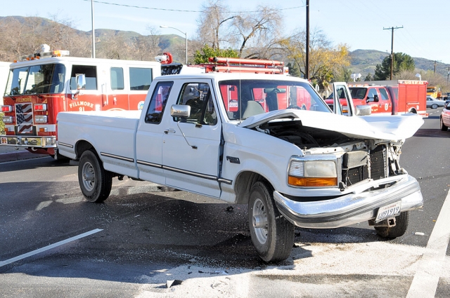 An accident involving two pickups occurred on Highway 126, Tuesday afternoon. The driver of one pickup misjudged the speed and distance of eastbound traffic, collided with the other pickup while attempting to cross the highway on D Street. One driver was transported by ambulance to an undisclosed hospital for observation.
