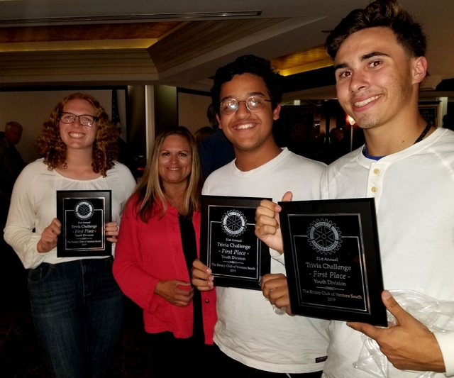 Pictured left to right are Interact President Isabella Palazuelos, Fillmore Rotary President Ari Larson, Mujtaba Naeem and George Mooradian. Photo courtesy Cindy Blatt.
