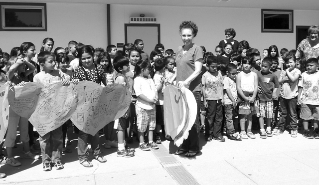 Julie Sandoval, a teacher at Sespe School, received a very special send-off from students and teachers, last Thursday