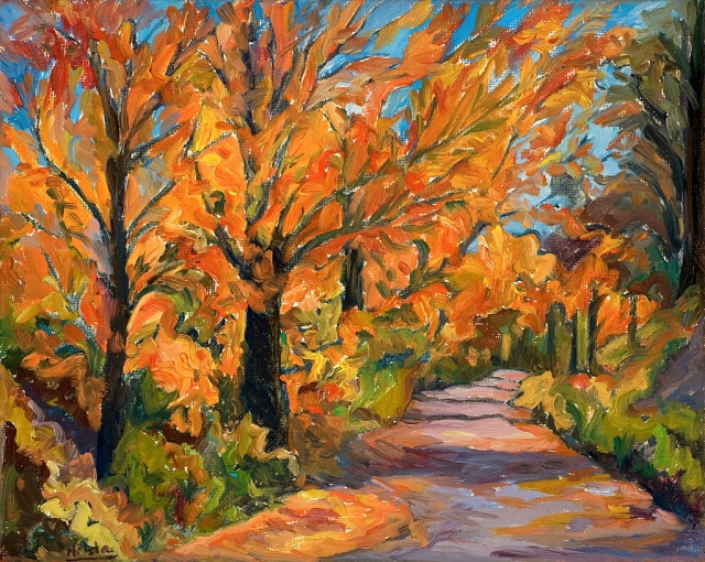 Autumn, oil on canvas by Hilda Kilpatrick.
