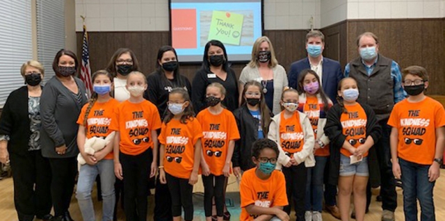 The Rio Vista Elementary Kindness Squad with the Fillmore School Board after their presentation at the November 18th School Board meeting. Thank you, Kindness Squad! Photo courtesy Rio Vista School website.