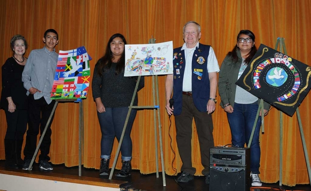 Picture above are the winners of this year’s Lions Poster Contest which was announced this past Saturday, November 4th during the Fillmore Lion’s Club Annual Enchilada Dinner at the Veteran’s Memorial Building. (l-r) are art teacher Doris Nichols, runner-ups Daniel Orozco and Nailea Torres, Lion’s Club member Scott Lee, and Grand Prize winner Berenice Magana.