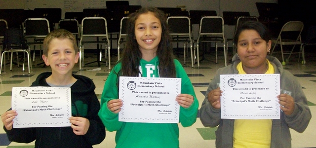 4th Grade - Luke, Alexandra, and Maria, 5th grade all smiles after passing the challenge.