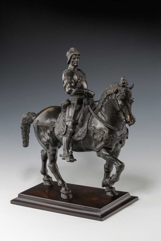 20th-century reduction of "Equestrian Statue of Bartolomeo Colleoni,” which was by Andrea del Verrocchio. The bronze reduction is 19 x 16 x 8 inches. Courtesy of Richard Gardner Antiques, Chichester, England.