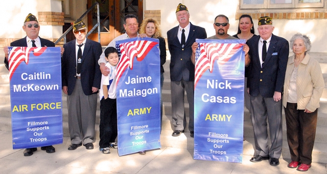Military Banners were presented on Wednesday, February 17th, in front of Fillmore Unified School District. Banners line downtown Center Avenue and continue west on Sespe Avenue.