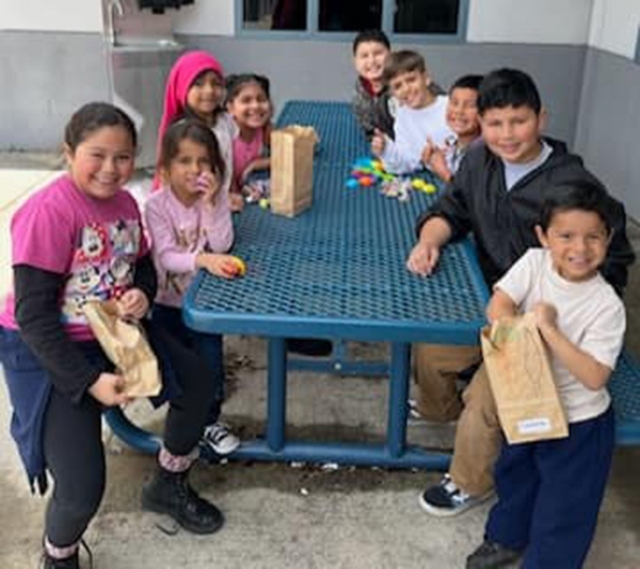 On Friday, March 31, 2023, to end the school and kick off Spring Break, Mrs. Myers’ 3rd graders from Mountain Vista Elementary School had an egg hunt with their TK buddies from Miss Murnane’s class. Photos courtesy https://www.blog.fillmoreusd.org/new-blog/2023/3/31/3rd-graders-had-an-egg-hunt-with-their-tk-buddies. 