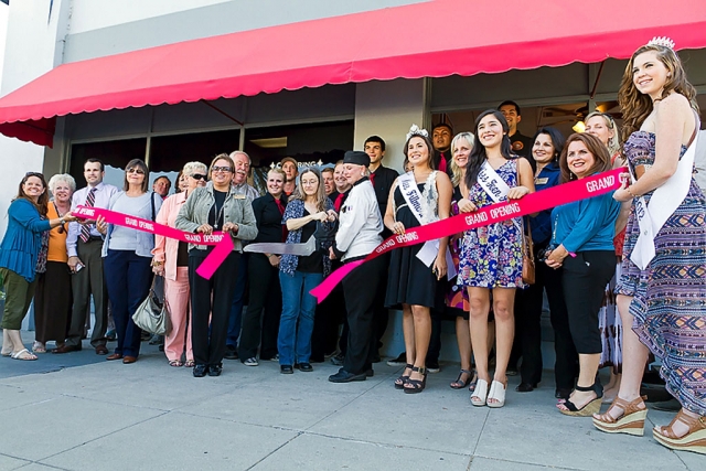 Movie Train Café Ribbon Cutting - The Movie Train Café held its Grand Opening on July 26th. Pictured is café staff along with owner Dave Wilkinson, Fillmore Chamber of Commerce members, city representatives and several Miss Fillmore girls.