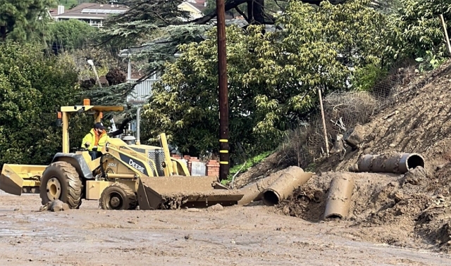 Heavy rains caused a mudslide on A Street between 1st & 3rd Street, Fillmore, this week, as Ventura County experienced record rains. Photo credit Alex Caldera.