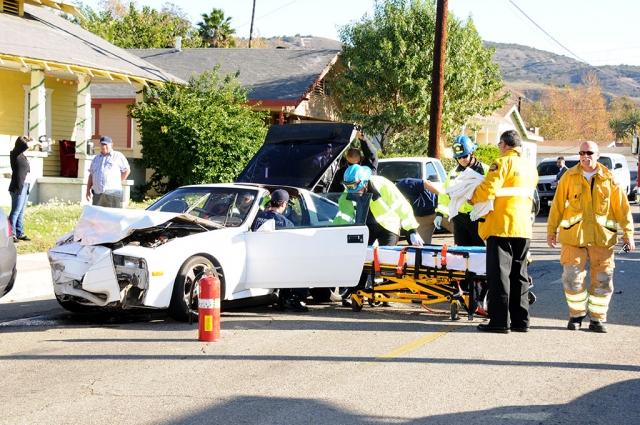 A two-car accident took place in the 600 block of Orange Grove Avenue on Tuesday morning, December 9th, at 9:30am. One car was exiting an alley when the crash occured. 