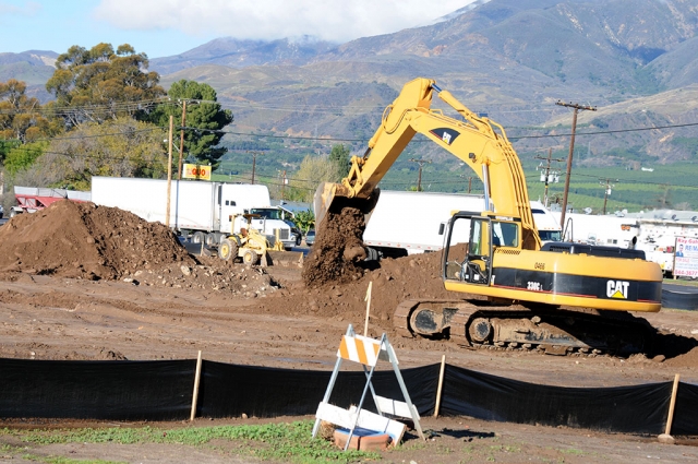 Groundbreaking has begun at the Business Park, corner of Highway 126 and C Street. The rains may cause a slight delay but the long-awaited development has started.