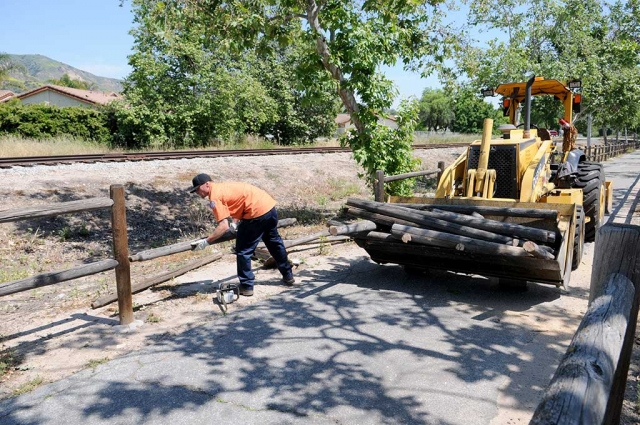 On at least two occasions during the past several weeks much of the fencing along the bike path on Old Telegraph Road (parallel to railroad) has been destroyed.