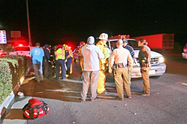 On Monday, December 28th, at 7:30pm, a traffic collision involving a pedestrian took place in the 400 block of Ventura Street. The male pedestrian was transported to an area hospital with significant injuries. Photo courtesy Sebastian Ramirez.