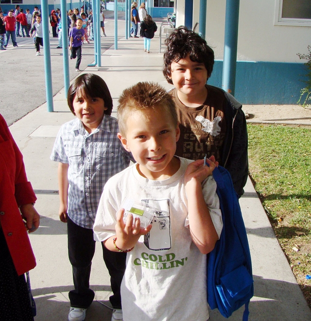 The “Perfect Attendance” drawing at San Cayetano rewarded several students for their high standards. Pictured is second grader, Brian Gonzalez, an IPod Shuffle winner.