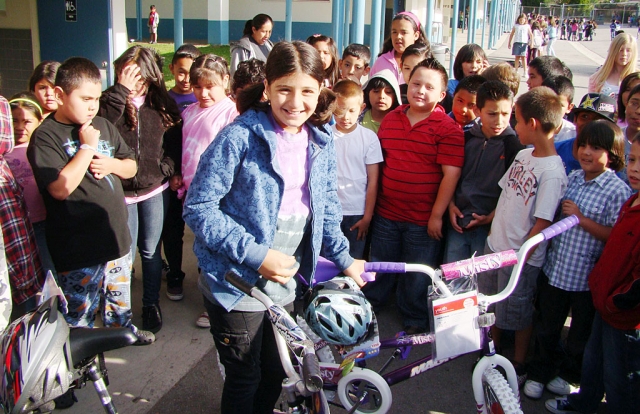 Perfect Attendance winner: Fourth grader, Sabrina Belat won a bicycle, for All Year Perfect Attendance.