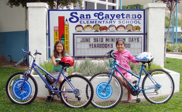 The Perfect Attendance winners from San Cayetano are Ariana Gabriel and Wendy Carrillo-Garcia. There were 20 students who were here each day. Their names were put in a bag and Officer Wareham drew out the winning names and those two students each were given a brand new bicycle.