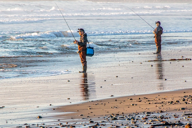 Photo of the Week "Two fisherman at sunset, Faria Beach" by Bob Crum. Photo data: Canon 7DMKII with Tamron 16-300mm lens @300mm. Exposure; ISO 1,000, aperture f/11, shutter speed 1/320th second. 