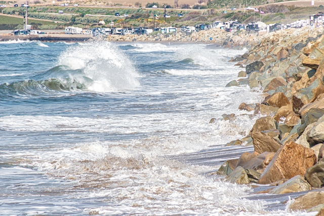 Photo of the Week "King tide at the Rincon" By Bob Crum. Photo data: Canon 7D MKII with Tamron 16-300mm lens @300mm. Exposure; ISO 200, aperture f/11, shutter speed 1/320 sec.