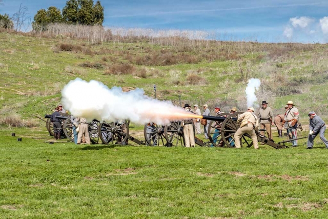Photo of the Week: "Fire from a Confederate army canon" by Bob Crum. Photo data: Camera 7DMKII, manual mode, ISO 250, Tamron 16-300mm lens @57mm, f/11 aperture, shutter speed 1/400th second.