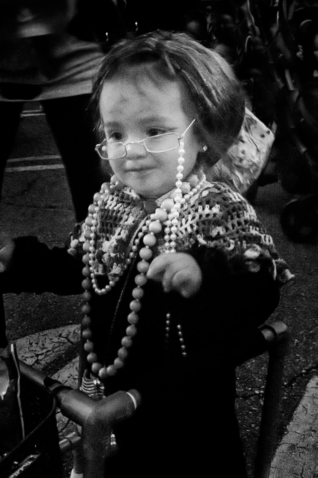 Photo of the Week: "Gray haired young girl strolling the street at Trunk or Treat Halloween night" by Bob Crum. Photo data: Canon 7DMKII camera, manual mode with Tamron 16-300mm lens @28mm. Exposure; ISO 16000, aperture f/10, shutter speed 1/60 seconds.