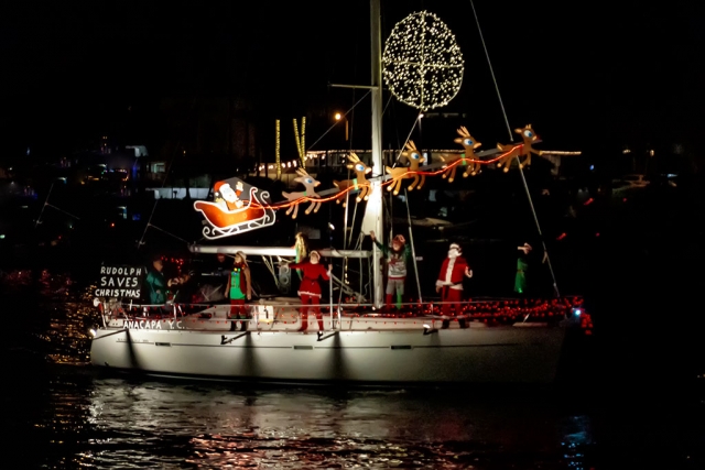 Photo of the Week "Rudolf yacht in the Channel Islands Christmas boat parade" by Bob Crum. Photo data: Canon 7DMKII, ISO 16000, Tamron 16-300 lens @57mm, aperture f/5.6, 1/80 shutter speed.