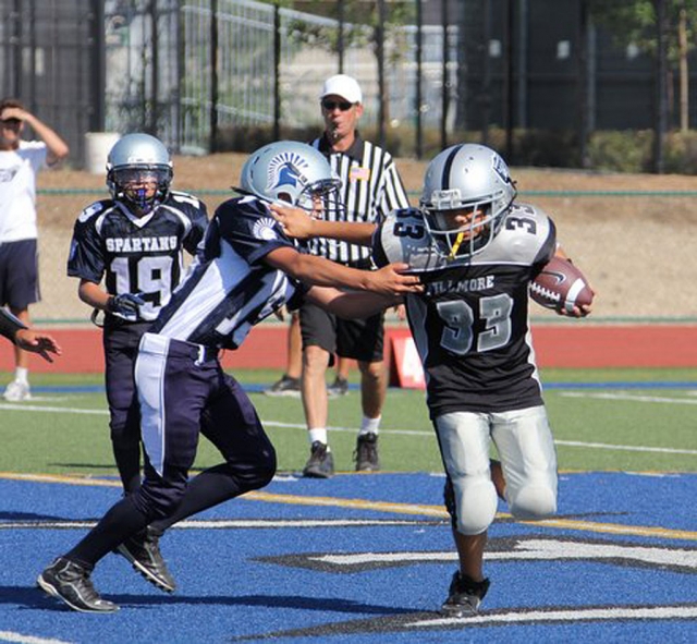 Fillmore Raider Mighty Mites played Santa Clarita Wild Cats this past Saturday. Raiders lost 32-8. Photo’s courtesy Crystal Gurrola.